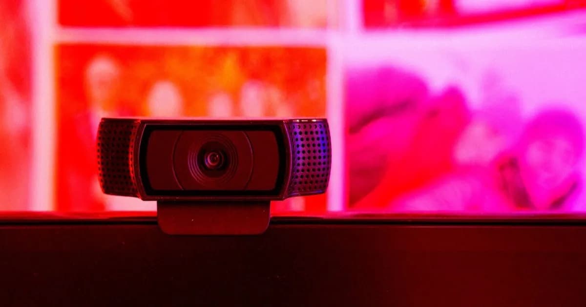 Ilustrasi webcam dengan efek warna sebagai simbol verifikasi wajah selfie video Google