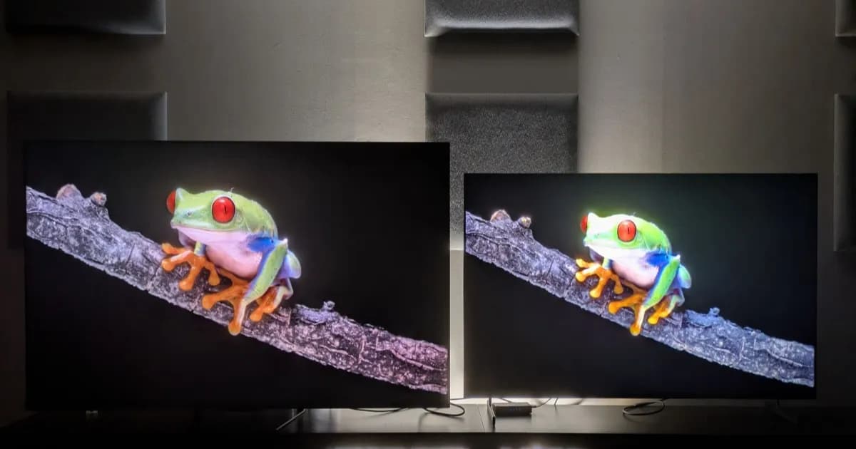 Samsung M80H dan Samsung QN80H menampilkan adegan Batman untuk membandingkan kontras layar