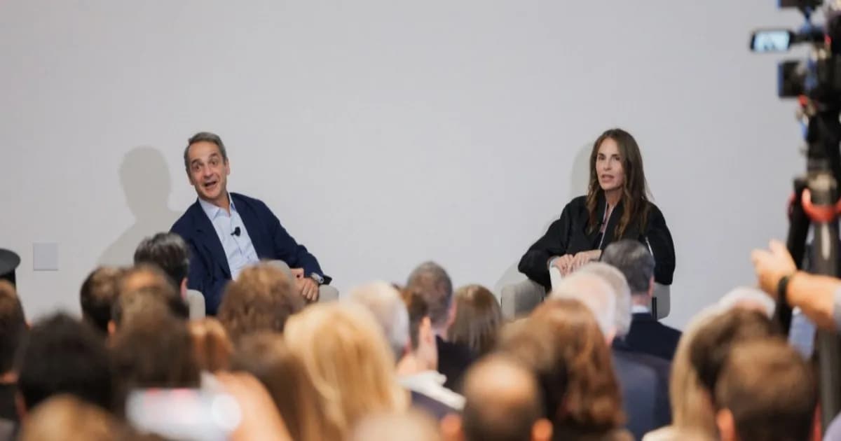 Perdana Menteri Yunani Kyriakos Mitsotakis berbicara di hadapan sekitar 250 founder dan investor di San Francisco