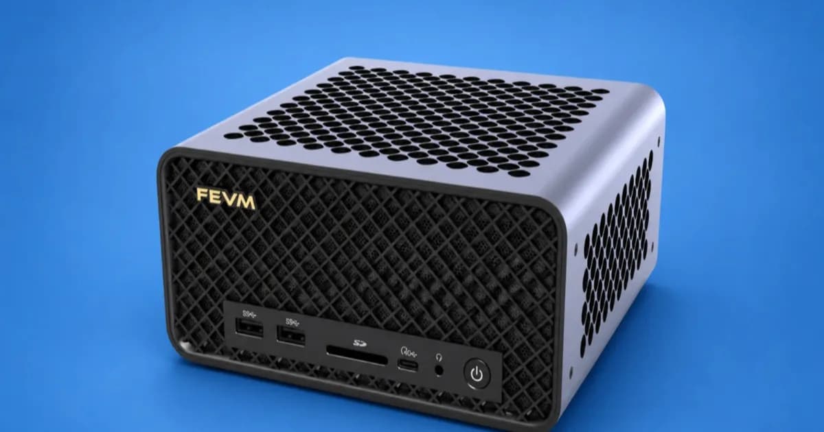FEVM FA80G mini PC dengan prosesor Ryzen 9 9950X3D dan GPU RTX 5090 Laptop