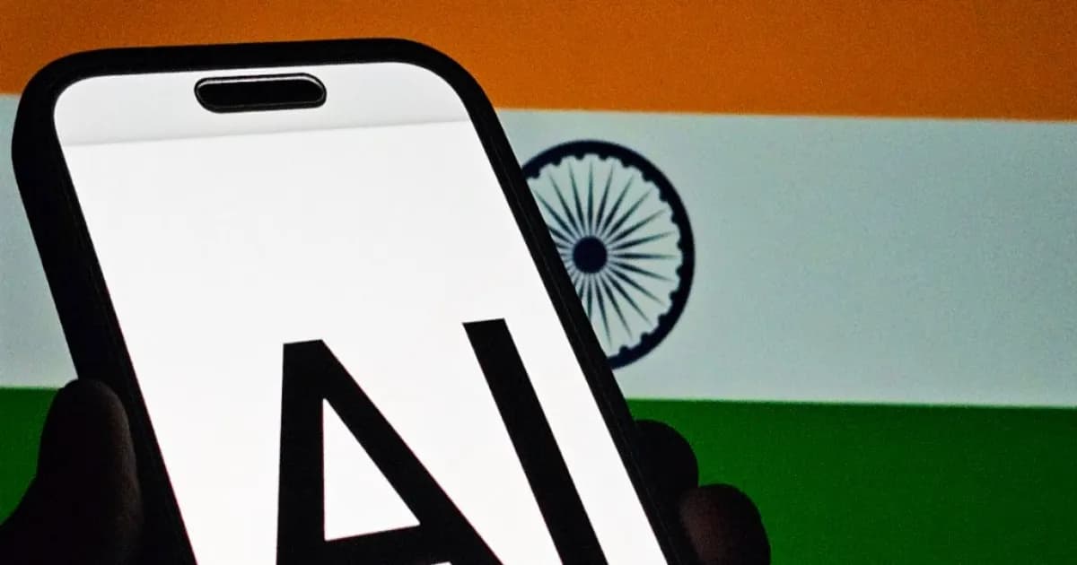 Logo Lightspeed Venture Partners dengan latar belakang bendera India dan ikon AI