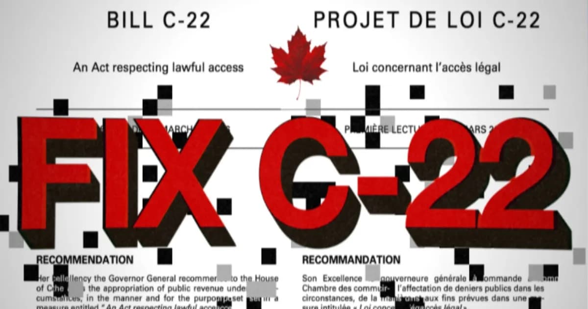 Ilustrasi surat terbuka koalisi teknologi mendesak perbaikan Bill C-22 Kanada terkait enkripsi dan privasi digital.