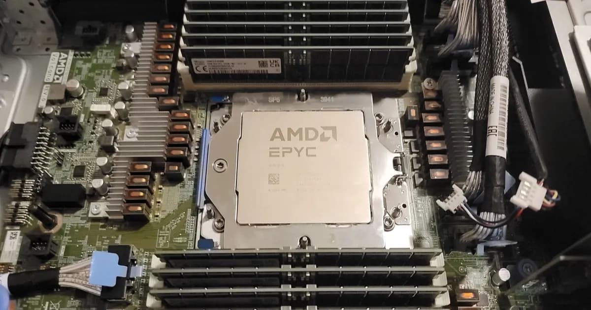Ilustrasi CPU AMD EPYC Turin yang menopang sistem host AI agent Meta Muse
