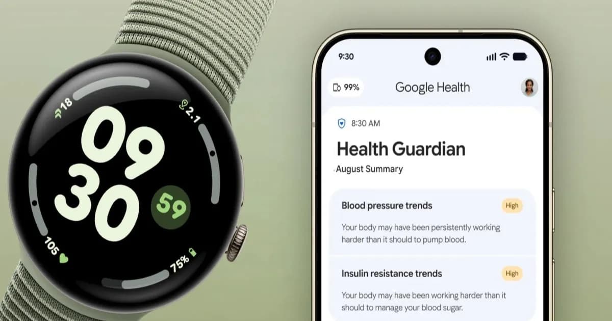Google Health app menampilkan data kesehatan pada Pixel Watch