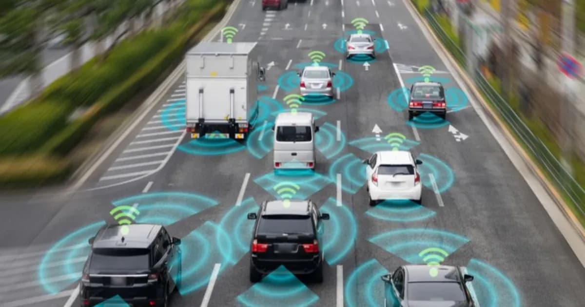 Ilustrasi mobil terhubung yang mengirimkan data pengemudi ke perusahaan teknologi