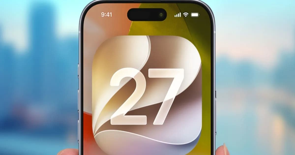 Tampilan logo iOS 27 pada layar iPhone sebagai fitur keamanan Impersonation Risk Detection