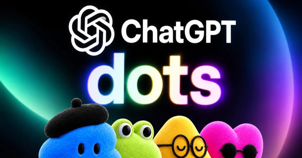 Logo dan antarmuka agen AI OpenAI Dots di dalam aplikasi ChatGPT
