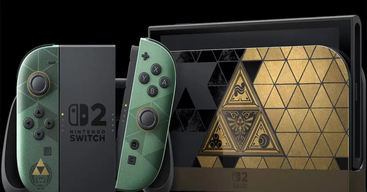 Nintendo Switch 2 The Legend of Zelda 40th Anniversary Edition dengan desain emas elegan