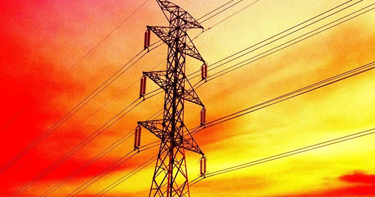 Ilustrasi jaringan listrik dengan warna artistik yang merepresentasikan konsumsi energi AI.