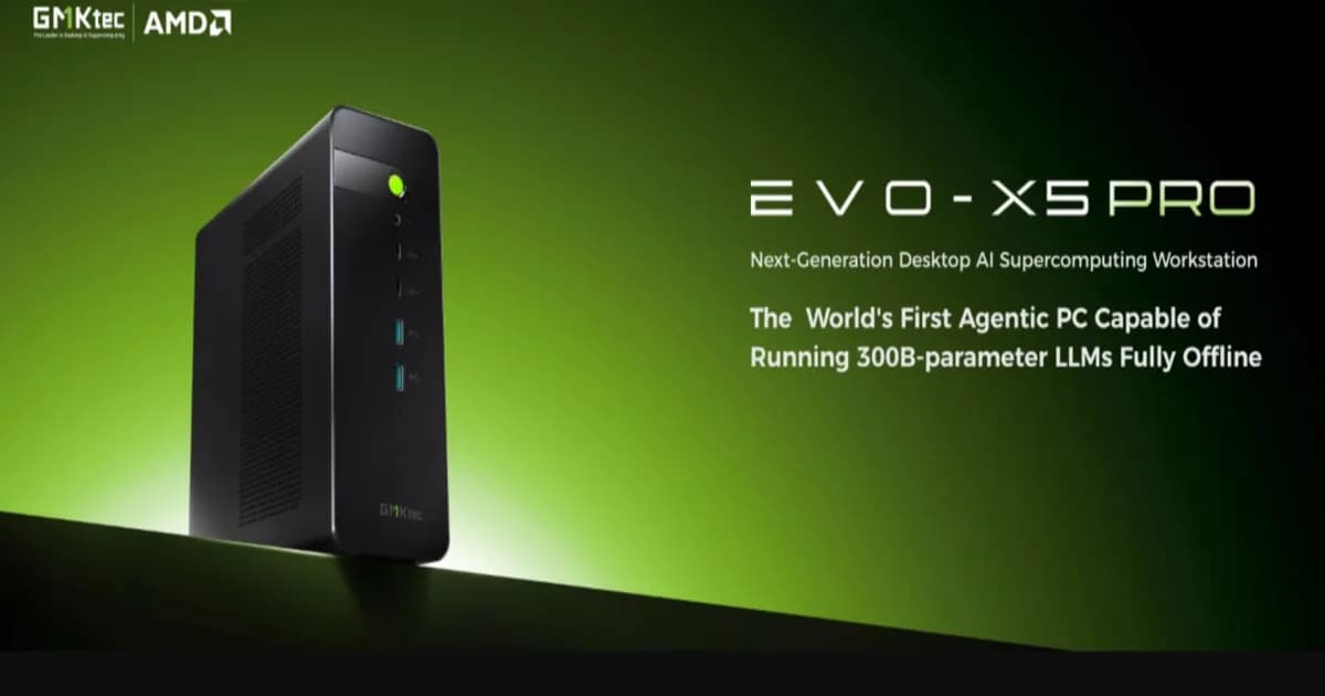 GMKtec EVO-X5 Pro mini PC dengan prosesor AMD Ryzen AI Max+ PRO 495 dan memori 192GB