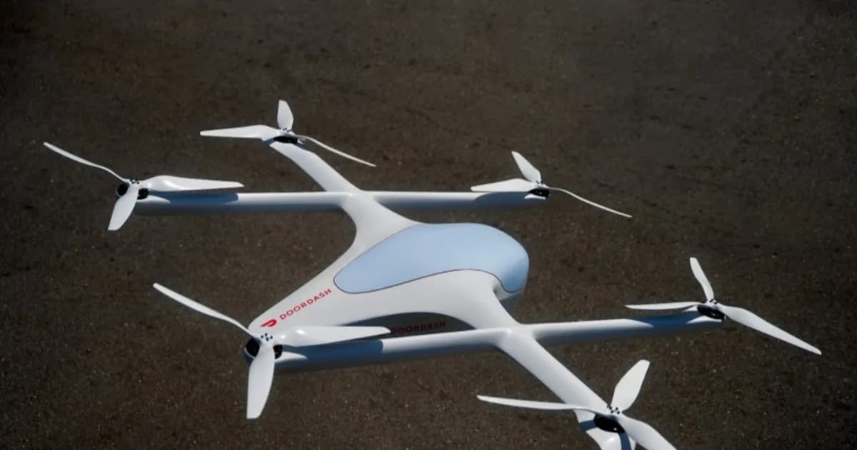 Drone DoorDash Air dengan enam baling-baling dan winch untuk mengangkut paket