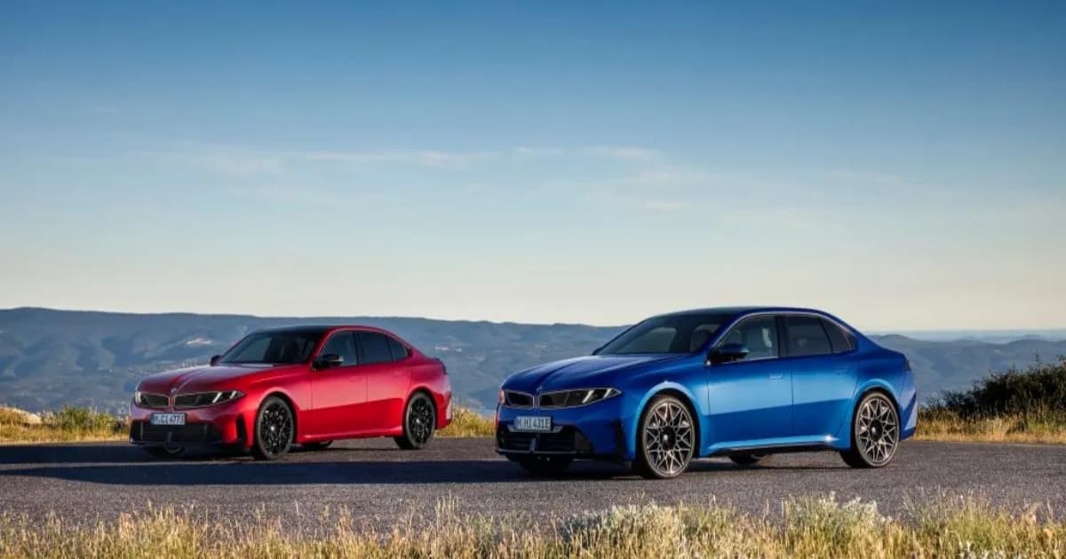 BMW 3 Series 2027 versi listrik i3 50 xDrive dan versi bensin M350 xDrive berdampingan