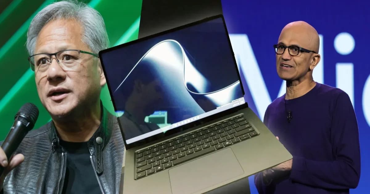 Surface Laptop Ultra dengan layar mini LED 15 inci dan chip Nvidia RTX Spark di atas panggung acara Microsoft Windows dan Surface