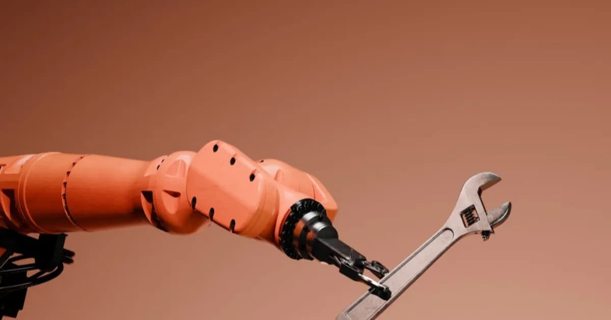 Ilustrasi robot humanoid dengan sensor tubuh dan data gerak manusia, mewakili pendanaan Mecka AI Seri B $60 juta.