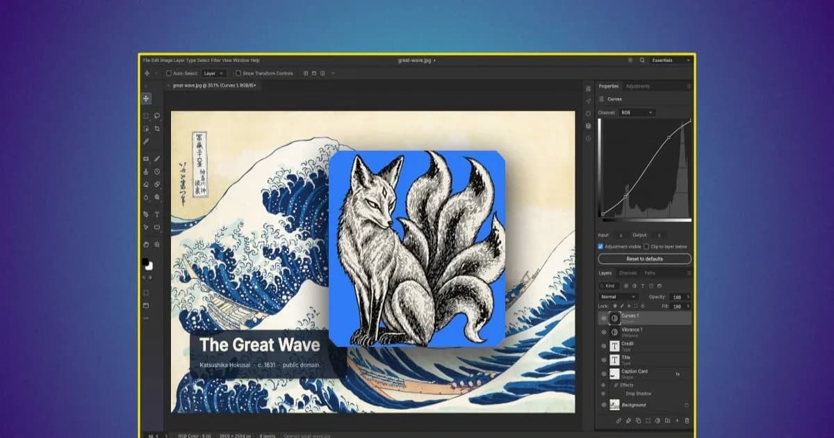 Tangkapan layar aplikasi PhotoCraft dari suite kreatif open source ArtCraft