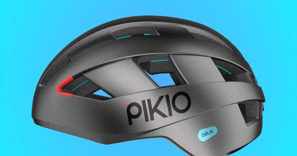 Helm sepeda Pikio Si Oblik dengan sistem keamanan Oblik berwarna hitam