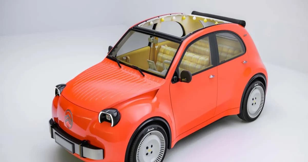 Citroën 2CV Concept listrik dengan lampu bulat dan atap melengkung ikonik dipamerkan menjelang Paris Motor Show 2026