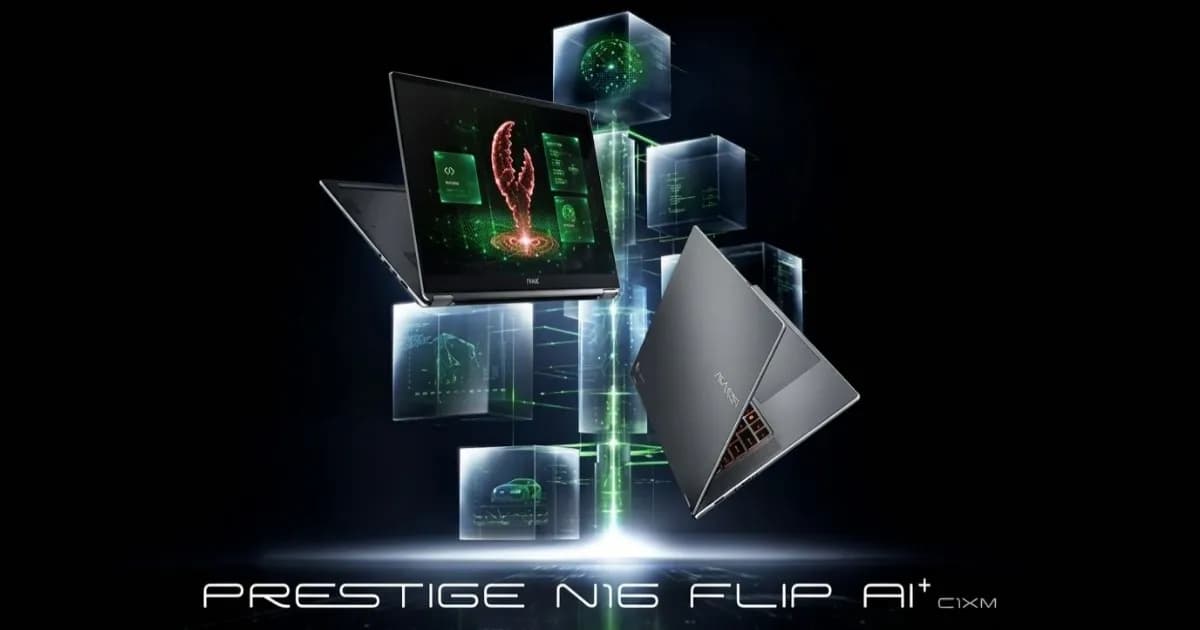 MSI Prestige N16 Flip AI+ laptop convertible dengan layar Tandem OLED dan prosesor RTX Spark N1X