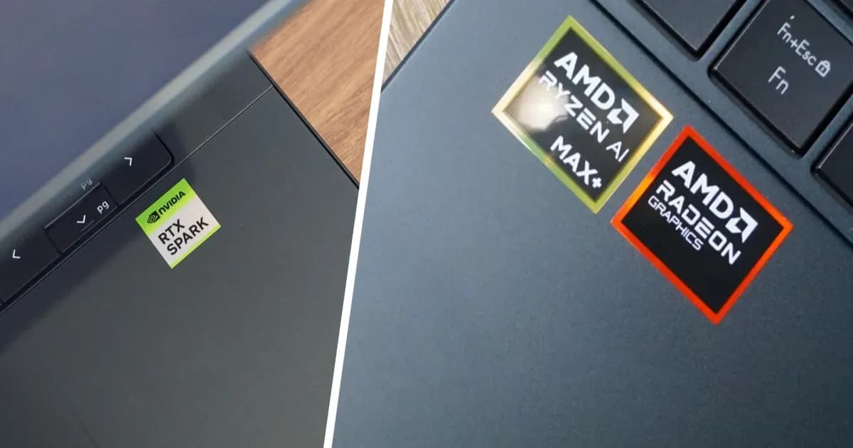 Ilustrasi perbandingan laptop Nvidia RTX Spark dengan AMD Ryzen AI Max