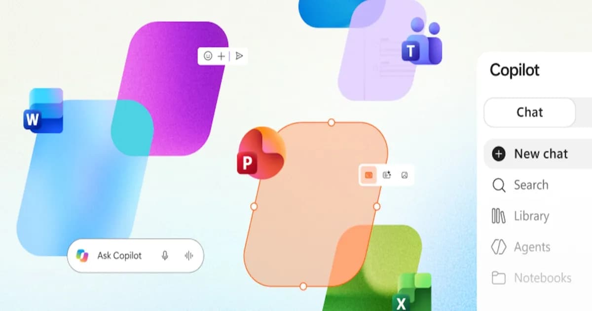 Tampilan Microsoft Office di dalam aplikasi Copilot dengan dokumen Word, Excel, dan PowerPoint