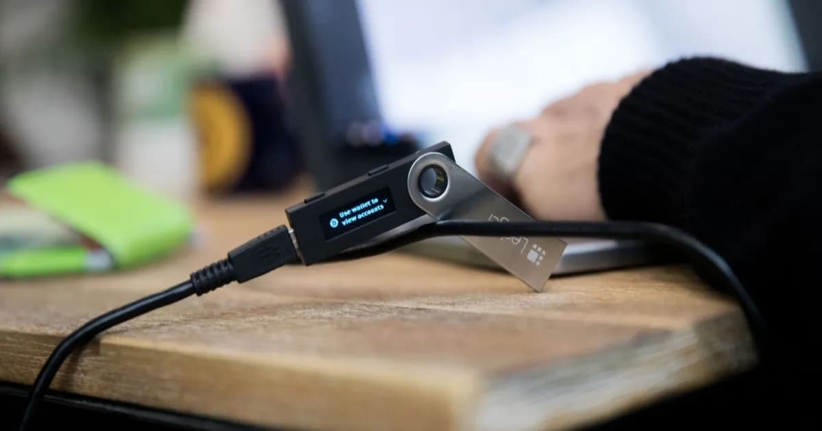 Ilustrasi dompet hardware Ledger yang menjadi sasaran modifikasi peretas