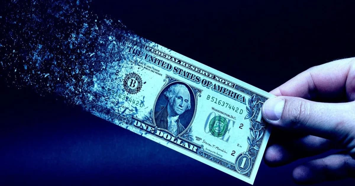 Ilustrasi uang dolar yang terurai melambangkan tekanan inflasi akibat ledakan data center AI di Amerika Serikat.