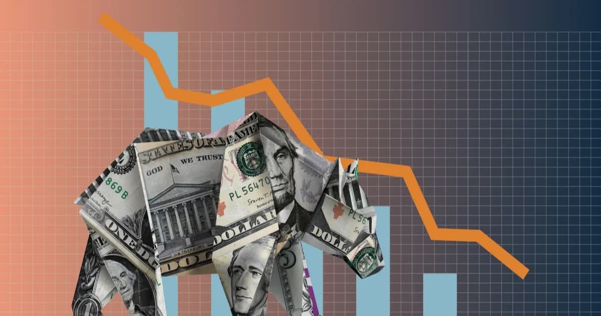 Ilustrasi pasar saham bearish terkait kekhawatiran IMF atas dana AI