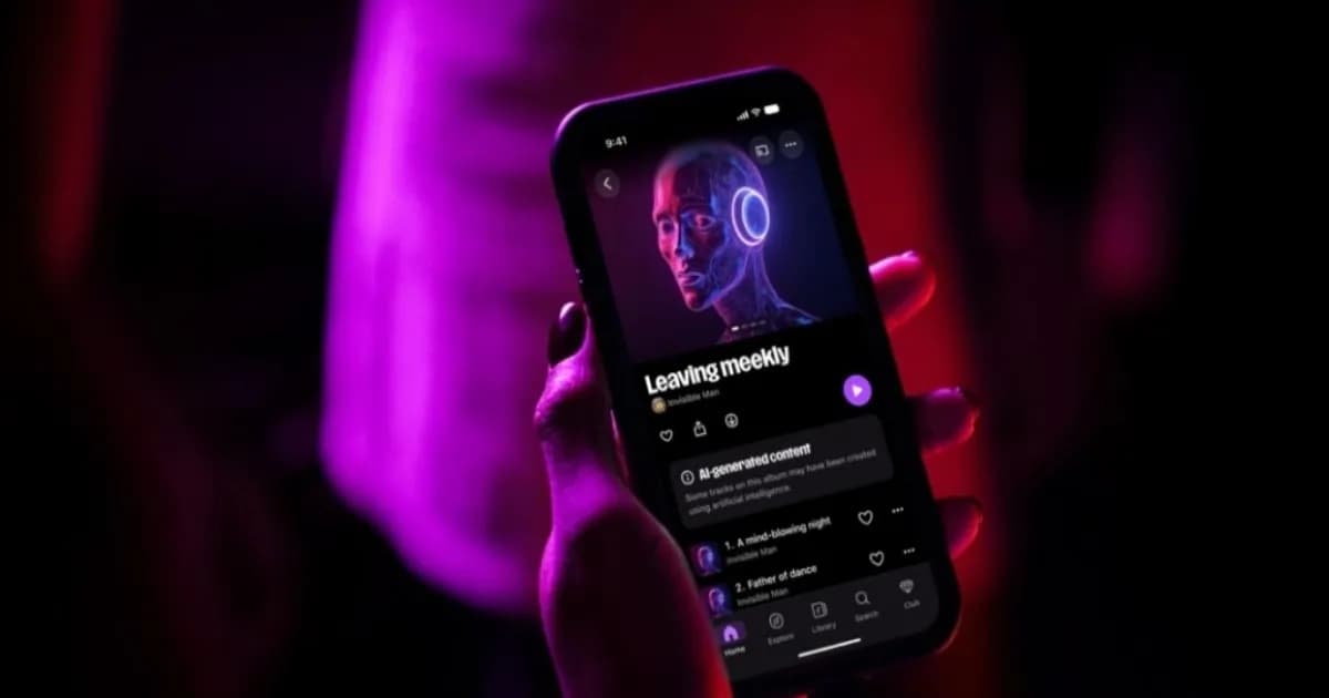 Tampilan antarmuka Deezer dengan toggle untuk menyaring musik hasil AI dari hasil pencarian