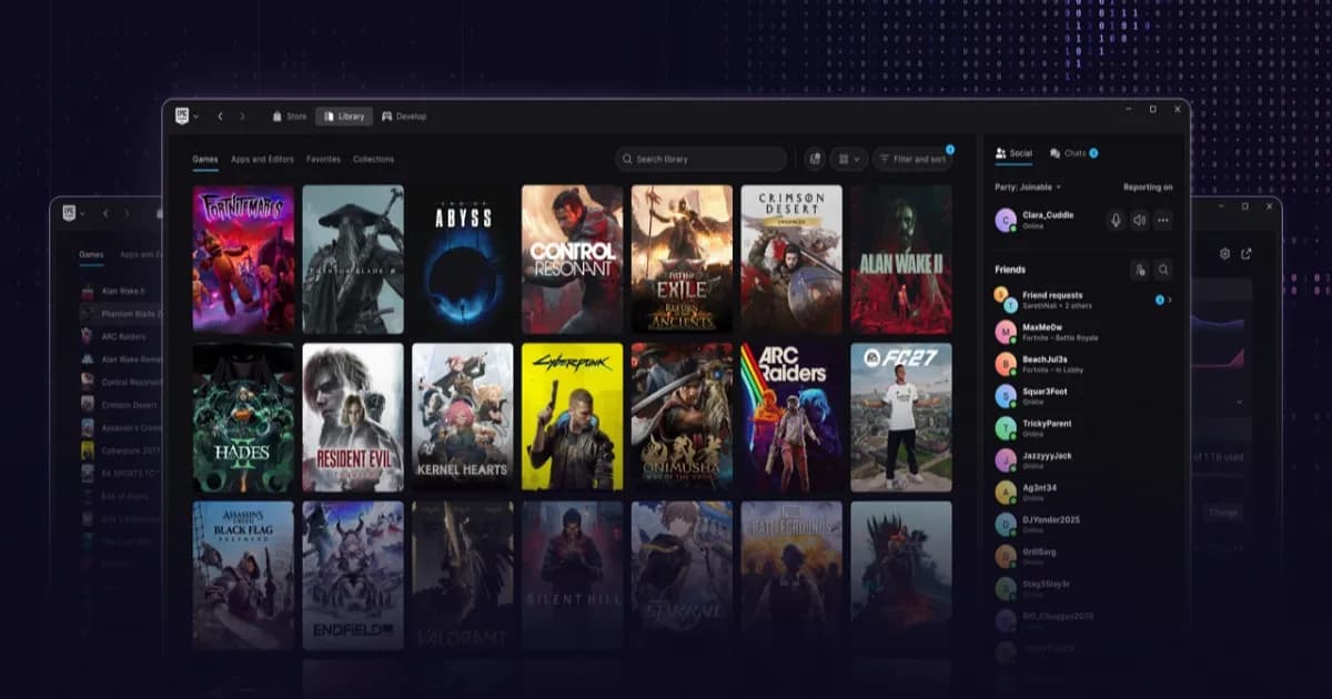 Tampilan baru Epic Games Launcher hasil vibe coding dengan antarmuka yang didesain ulang