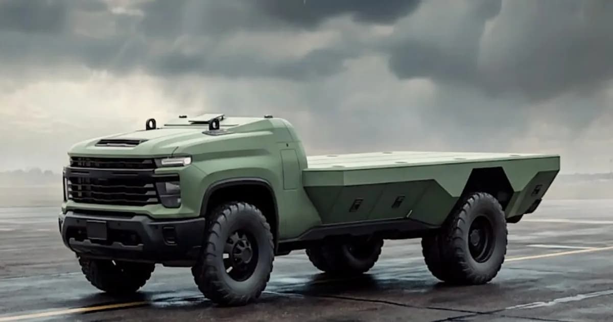 Konsep GM Defense UGV, kendaraan otonom tanpa kabin berbasis sasis Silverado 3500 HD