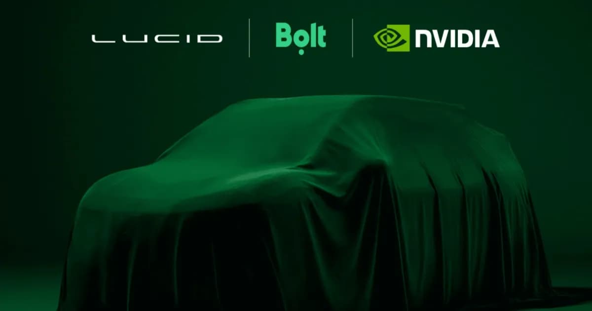 Ilustrasi kerja sama Lucid, Bolt, dan Nvidia untuk armada robotaxi otonom di Eropa