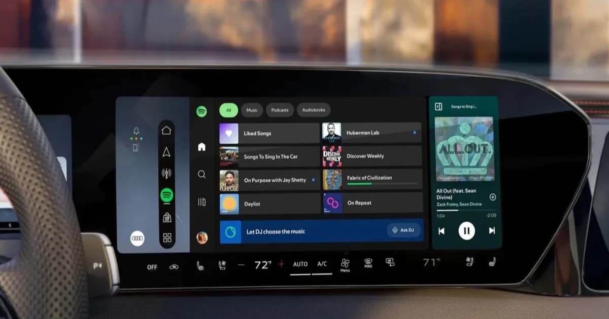 Aplikasi Spotify in-car native tampil di layar infotainment mobil Audi