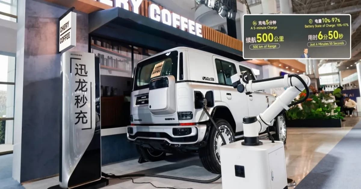Ilustrasi charger Chery Volt-dragon berdaya 1,44 MW dengan klaim 500 km dalam 5 menit