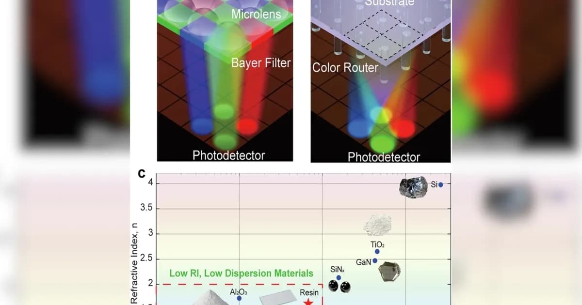 Ilustrasi color router cetak 3D dibandingkan filter kamera konvensional pada sensor kamera