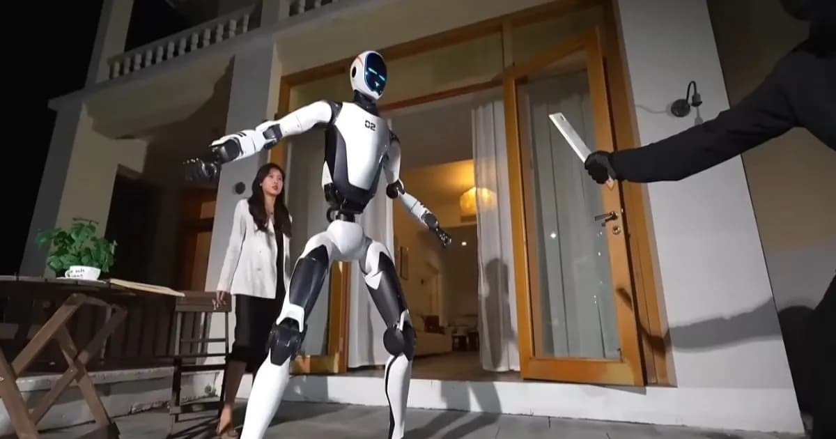 Robot humanoid Unitree H2-X Kung Fu Legend Guardian dalam video teaser bodyguard robotik.