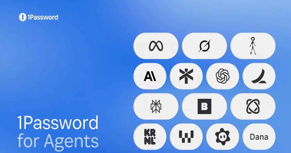 Ilustrasi 1Password for Agents sebagai lapisan keamanan antara AI agent dan akun pengguna