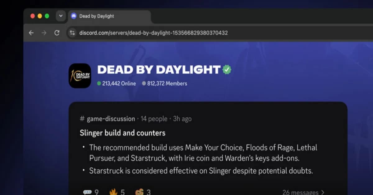 Tampilan antarmuka Discord dengan pesan server publik yang dapat muncul di hasil pencarian Google