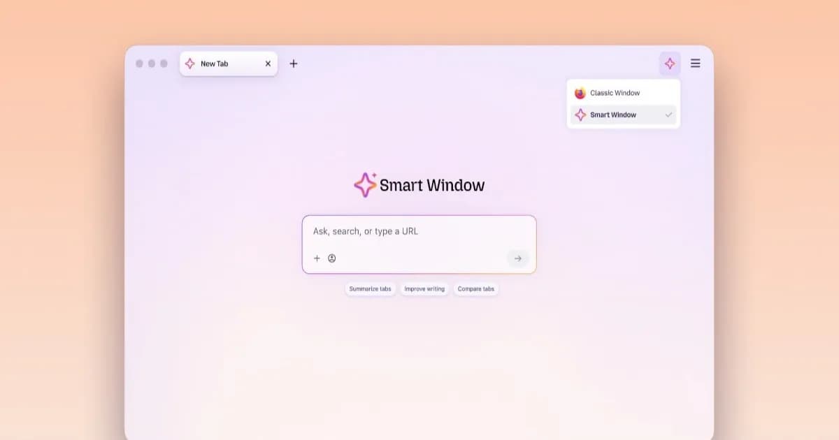Tampilan fitur Firefox Smart Window untuk mengisi formulir otomatis dan memantau situs web