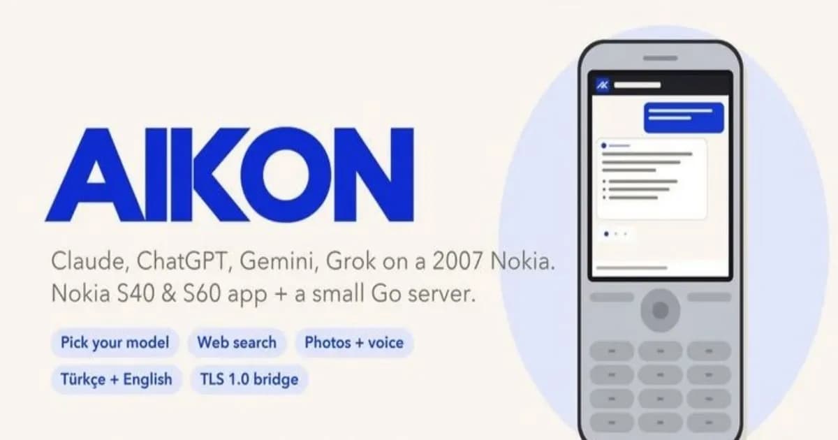 Tampilan aplikasi Aikon yang menghadirkan ChatGPT dan Gemini di ponsel Nokia 6300
