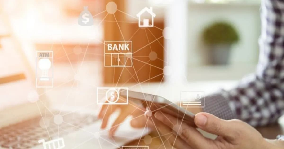 Logo AI di samping ponsel yang menampilkan logo Bank of America