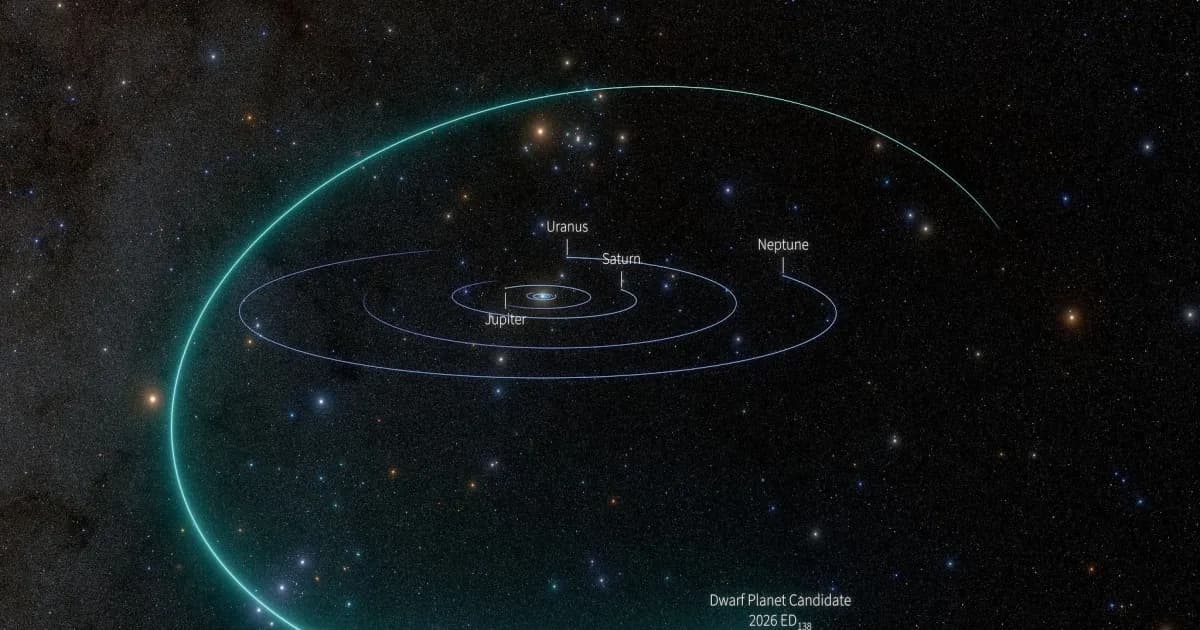 Ilustrasi objek trans-Neptunus ED138 sebagai kandidat planet katai di antara bintang Bima Sakti