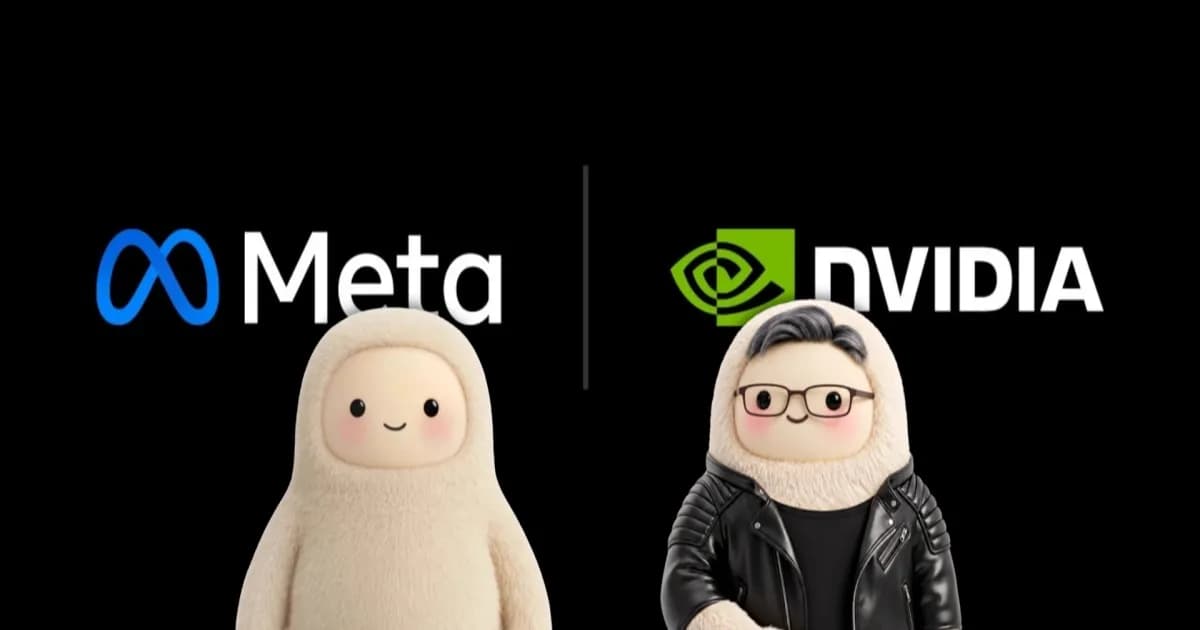 Ilustrasi kerja sama Nvidia dan Meta dalam pengembangan agen AI Muse dengan investasi 3 miliar dolar