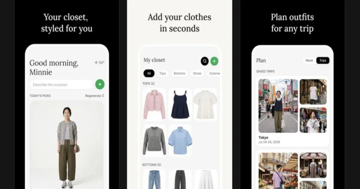Tangkapan layar aplikasi Meta Style Sketch yang menampilkan koleksi pakaian virtual