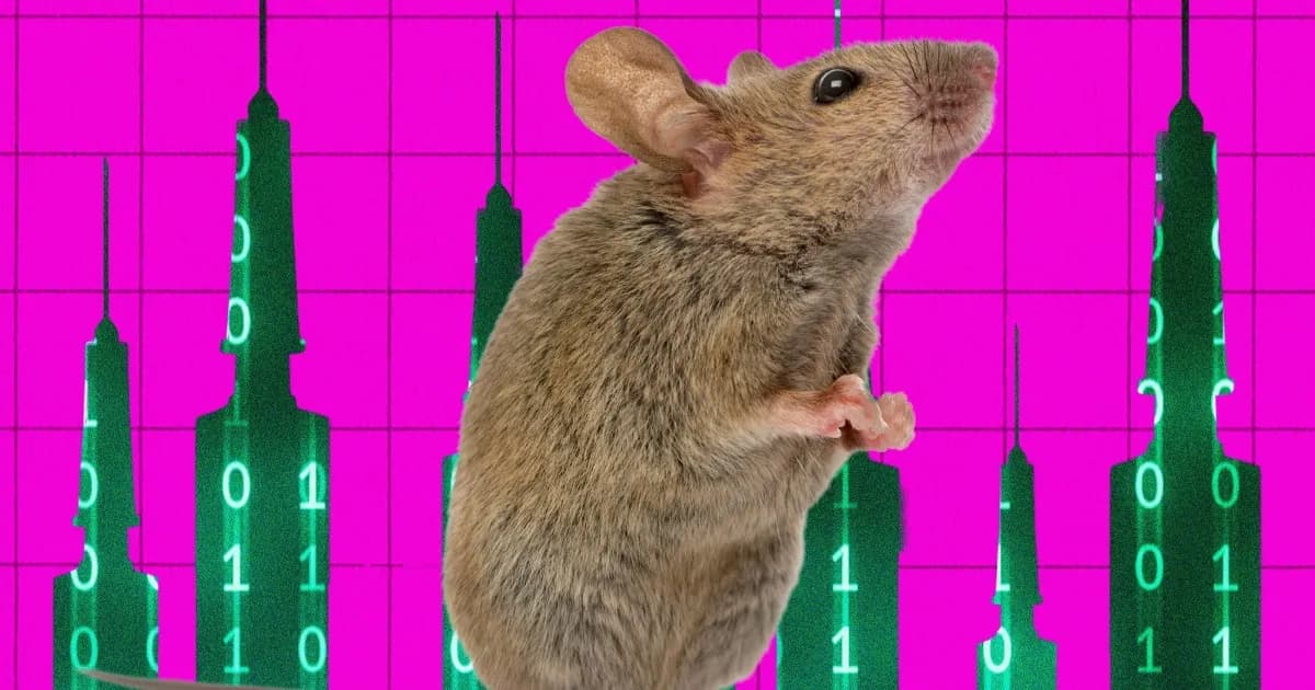 Ilustrasi AI agent mengendalikan rig bedah bermotor untuk menyuntikkan terapi gen ke otak tikus hidup