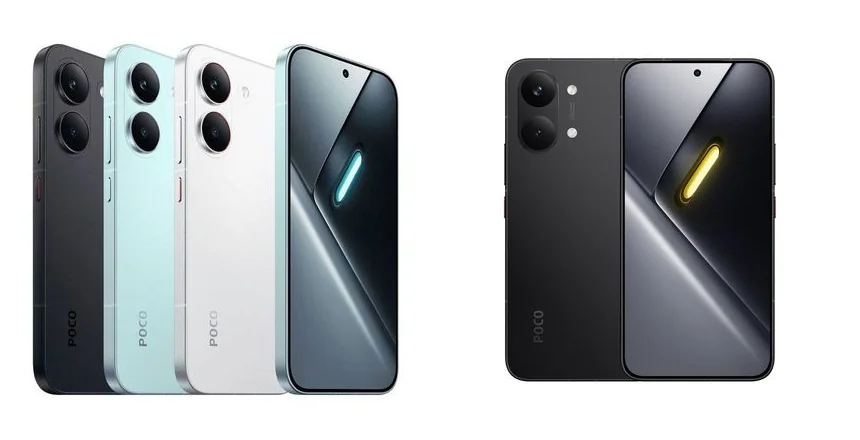 Smartphone POCO X8 Pro dan POCO X8 Pro Max berdampingan