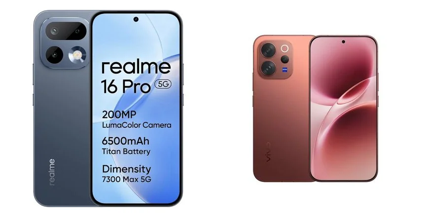 Perbandingan desain realme 16 Pro+ dan vivo V70