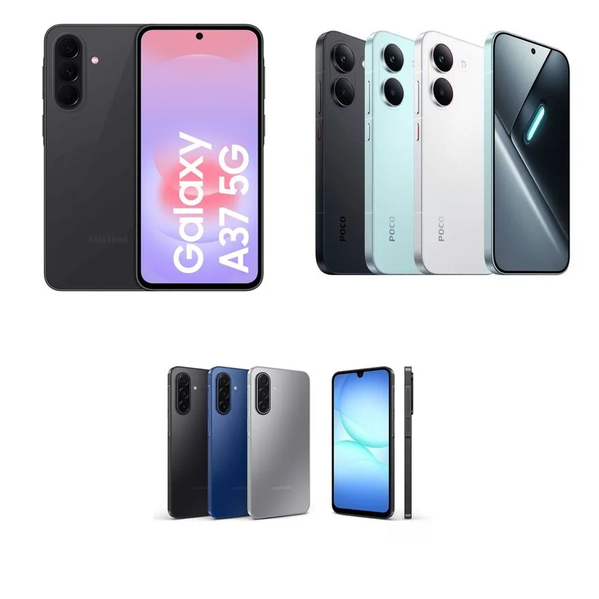 Perbandingan desain POCO X8 Pro, Samsung A37 5G, dan A17 5G