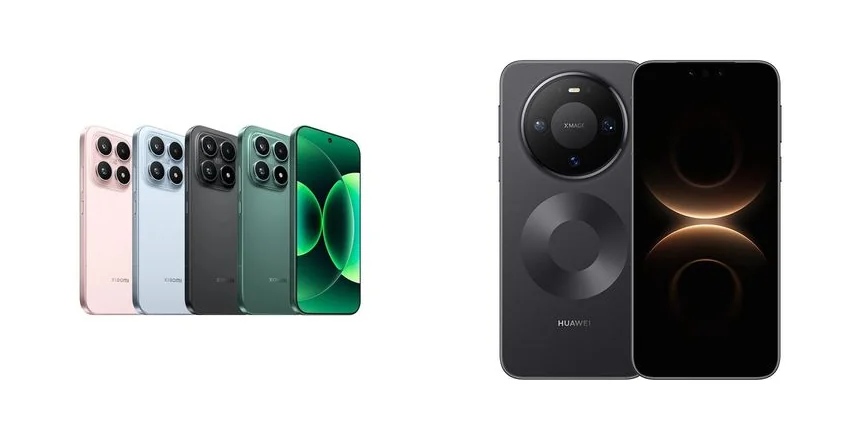 Perbandingan smartphone Xiaomi 17 dan Huawei Mate 80 Pro tampak depan dan belakang dengan spesifikasi utama