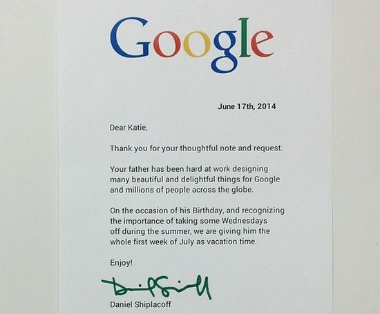 Surat balasan Google untuk Katie