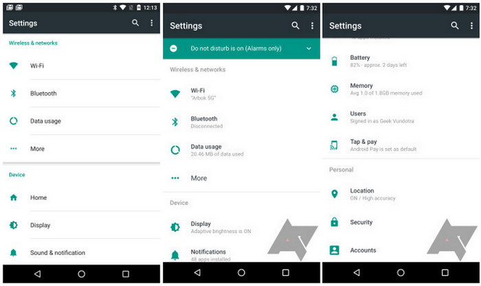 Android N bocoran menu settings 2